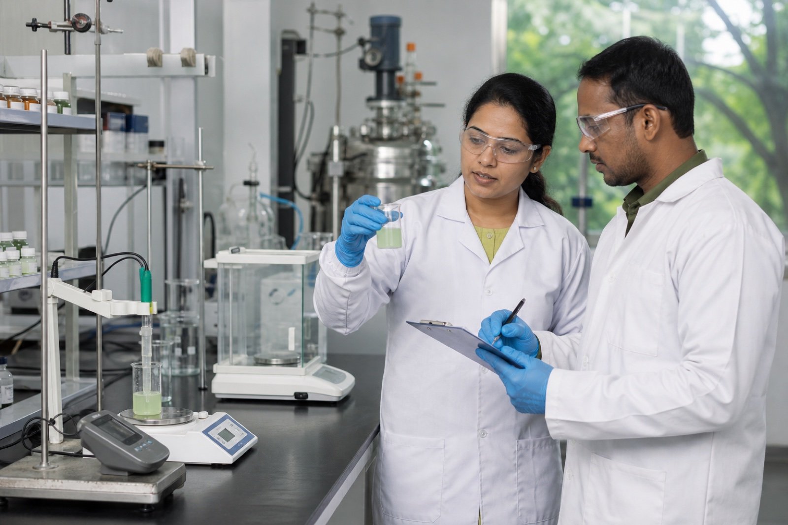 Everklin formulation scientist working in a professional research laboratory