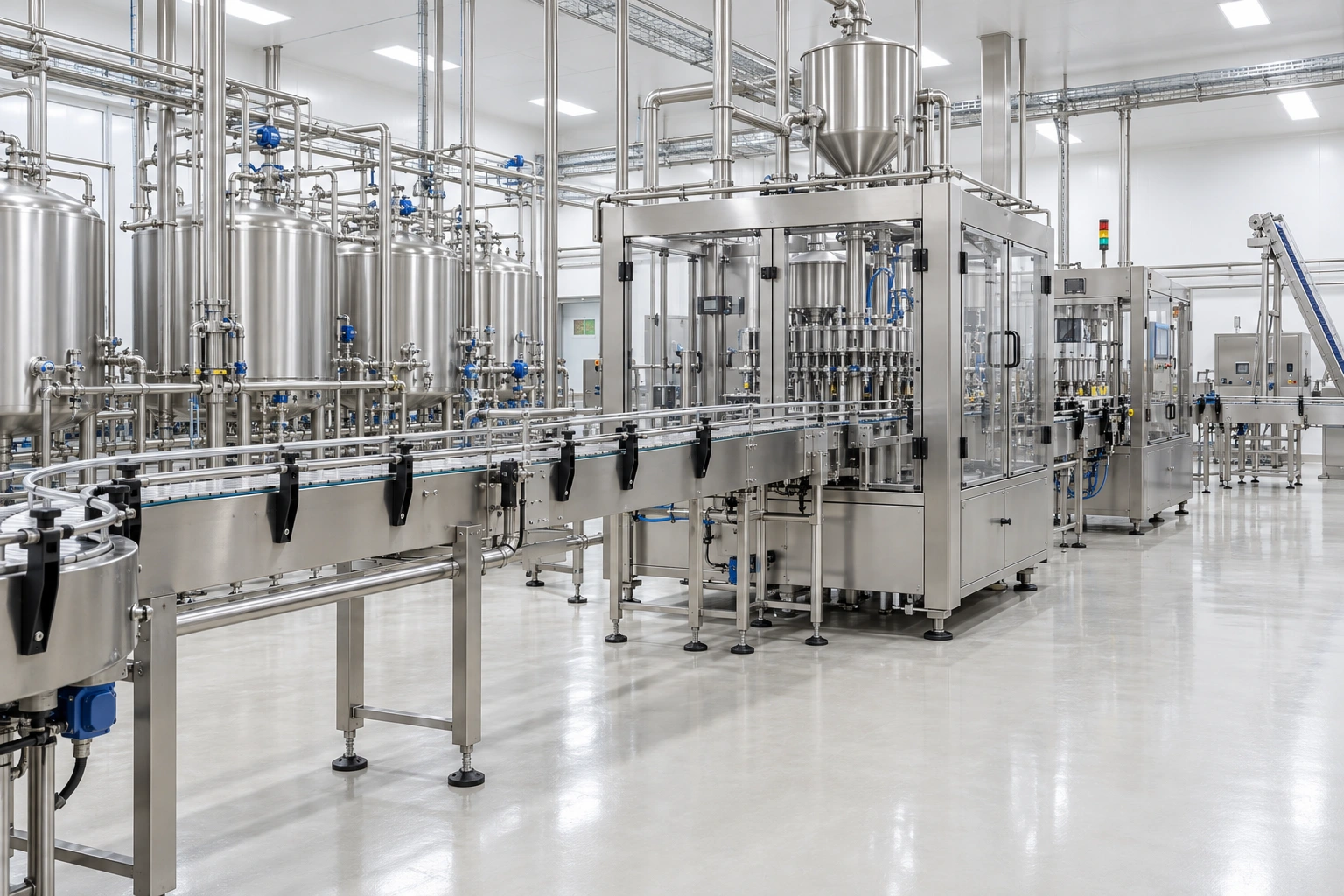 Stainless steel food production equipment — illustrative visual