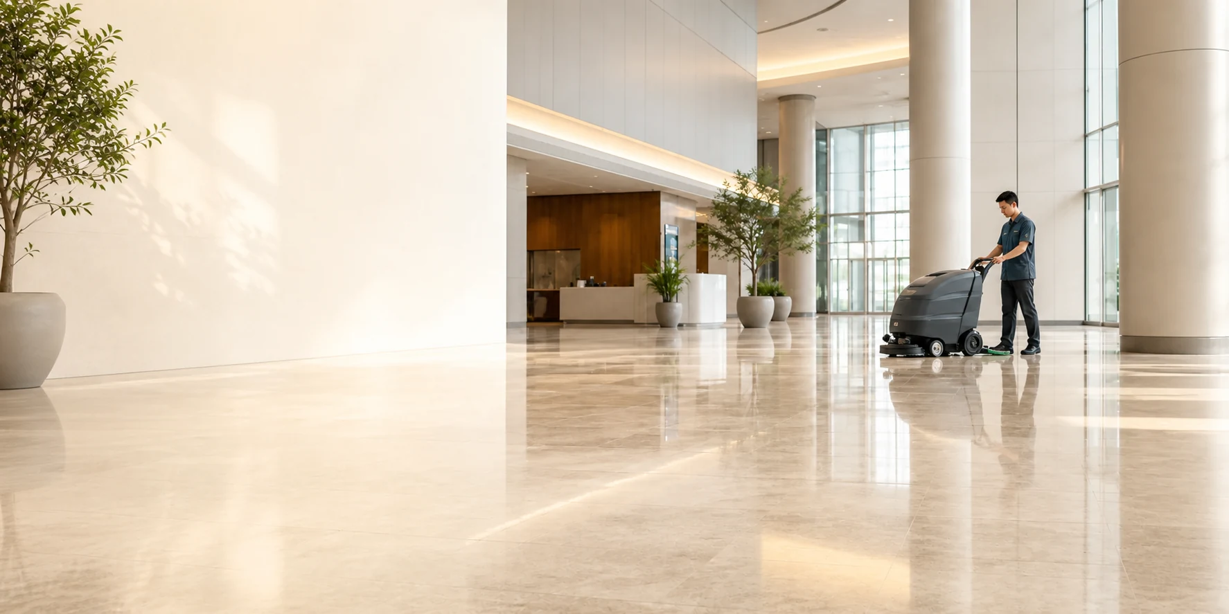 Professional institutional floor-care environment