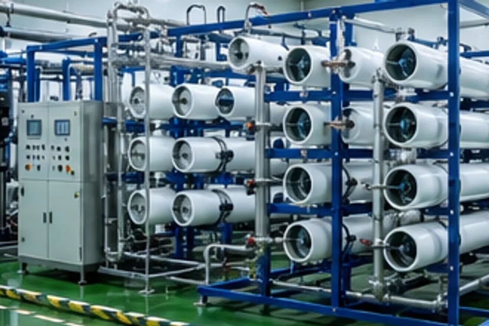 Industrial reverse osmosis membrane vessels and control equipment