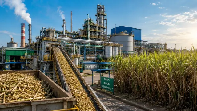 Industrial sugar processing operation