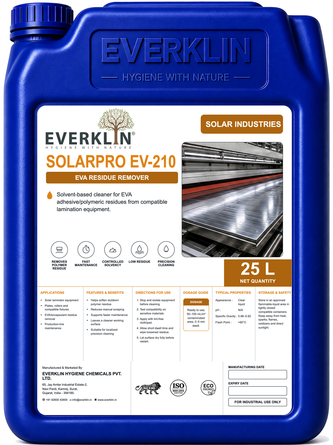 SolarPro EV-210 Everklin product pack