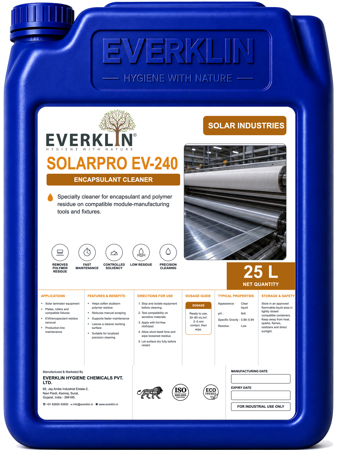 SolarPro EV-240 Everklin product pack