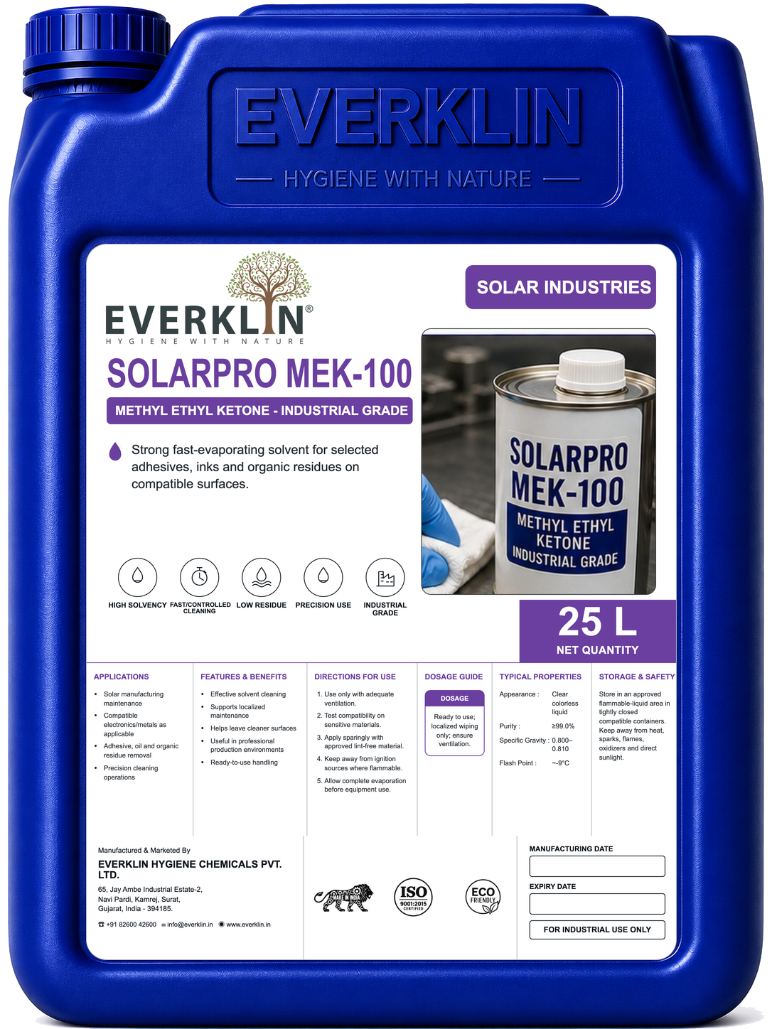 SolarPro MEK-100 Everklin product pack